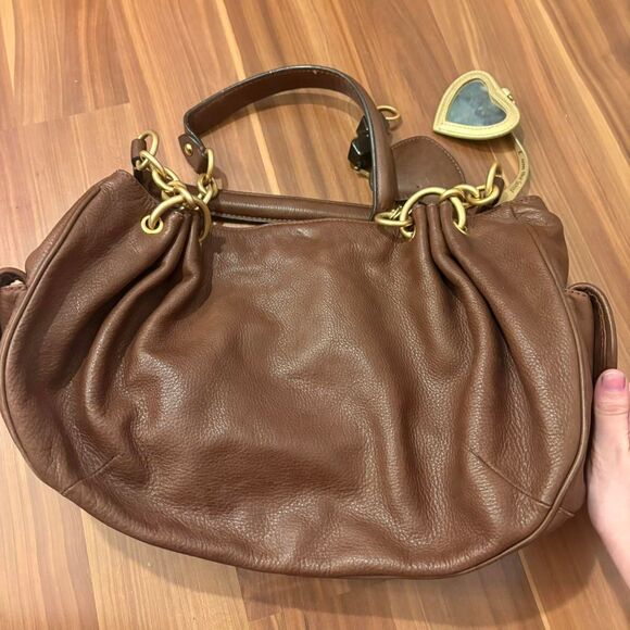 Y2K vintage Juicy Couture slouchy hobo leather bag w charms and heart mirror - Picture 2 of 7